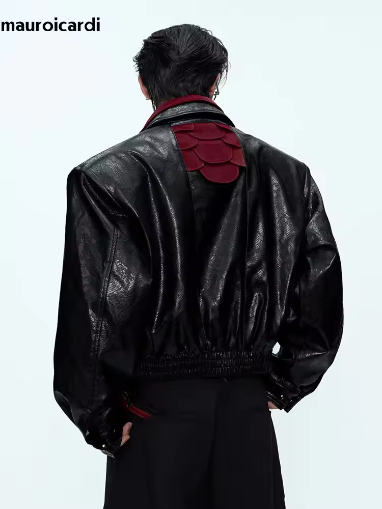 Streetwear Brand Marketing - Mauroicardi 봄 가을 패치 워크 짧은
