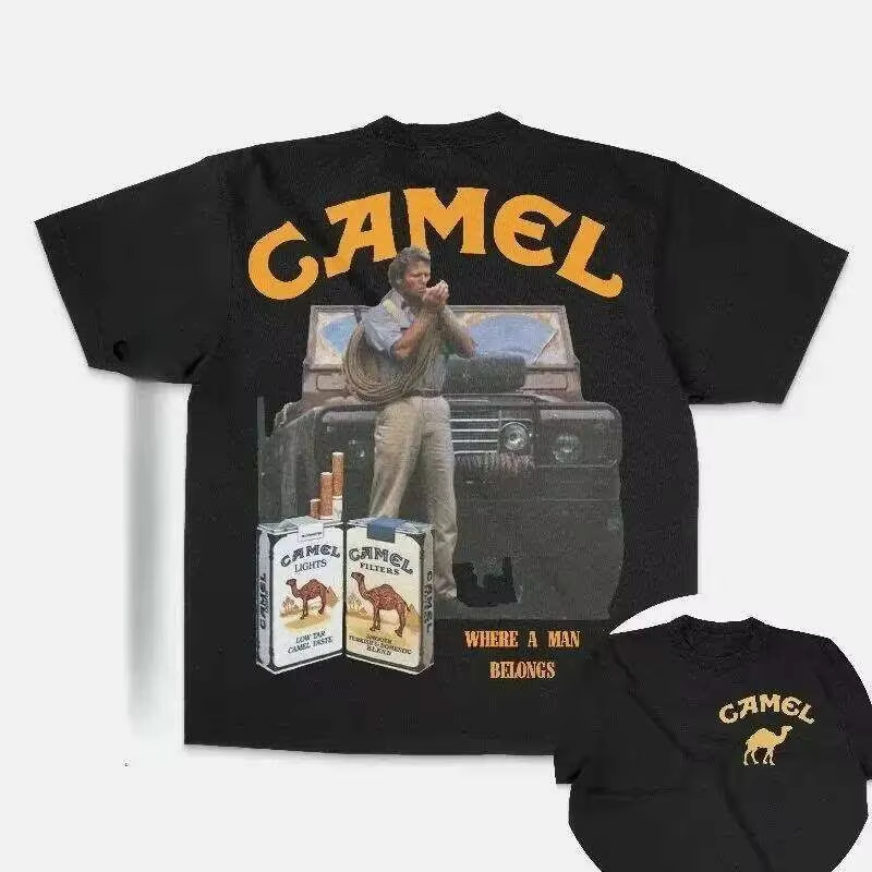빈티지 레이싱 클래식 카멜 트렌디 브랜드 티셔츠 코튼  - Streetwear Brand Marketing 리뷰 및 가격