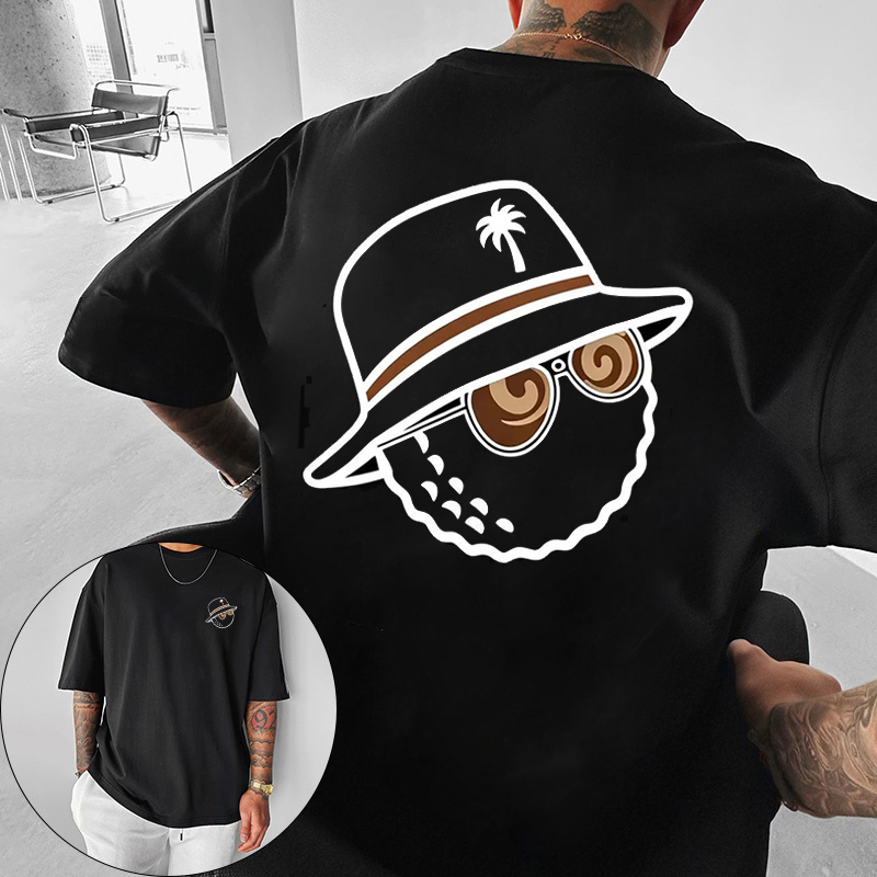 유니섹스 트렌디 그래픽 티셔츠, 버킷햇과 선글라스 프린 - Streetwear Brand Marketing 리뷰 및 가격